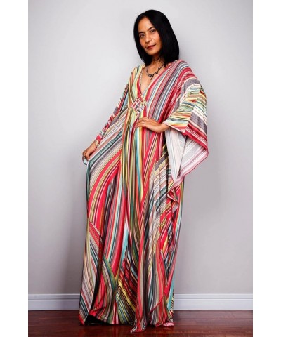 Women Beachwear Turkish Kaftans Long Swimsuit Cover up Caftan Beach Dress Color Bars $17.67 Swimsuits