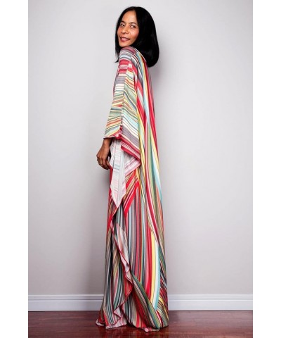 Women Beachwear Turkish Kaftans Long Swimsuit Cover up Caftan Beach Dress Color Bars $17.67 Swimsuits