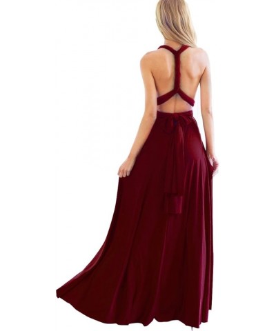 Women Transformer Convertible Bridesmaid Maxi Dress Multi-Way Wrap Evening Dress Formal Wedding Party Long Dresses Wine Red $...