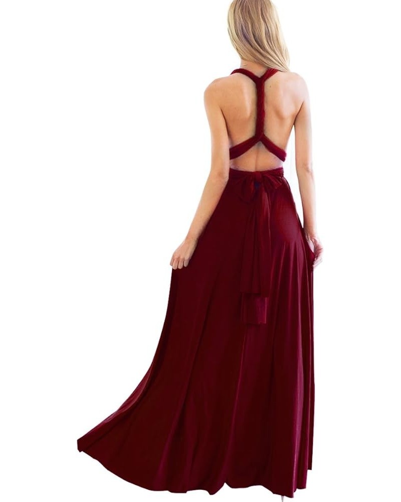 Women Transformer Convertible Bridesmaid Maxi Dress Multi-Way Wrap Evening Dress Formal Wedding Party Long Dresses Wine Red $...