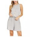 Eloges Women's Tie Back Romper | Solid Stripe Floral Chevron | S-3X Plus Grey Sleeveless Long $13.28 Jumpsuits