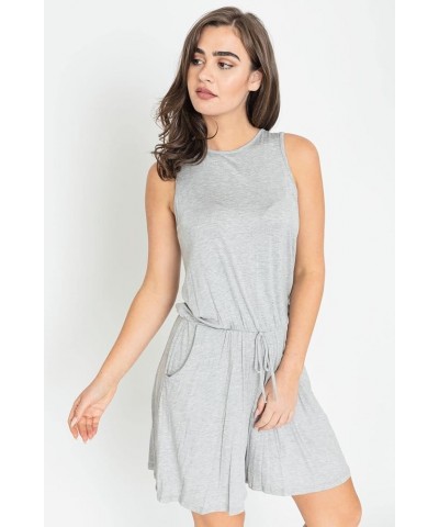 Eloges Women's Tie Back Romper | Solid Stripe Floral Chevron | S-3X Plus Grey Sleeveless Long $13.28 Jumpsuits