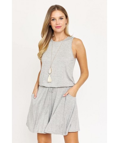 Eloges Women's Tie Back Romper | Solid Stripe Floral Chevron | S-3X Plus Grey Sleeveless Long $13.28 Jumpsuits