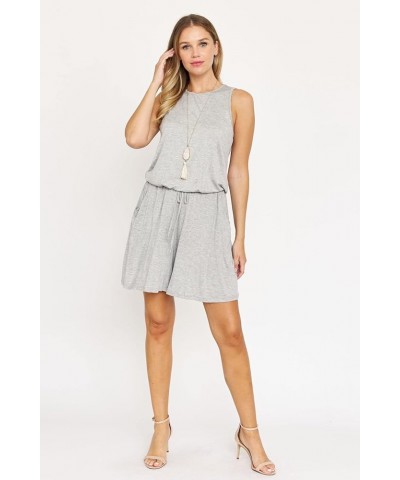 Eloges Women's Tie Back Romper | Solid Stripe Floral Chevron | S-3X Plus Grey Sleeveless Long $13.28 Jumpsuits