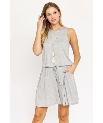 Eloges Women's Tie Back Romper | Solid Stripe Floral Chevron | S-3X Plus Grey Sleeveless Long $13.28 Jumpsuits