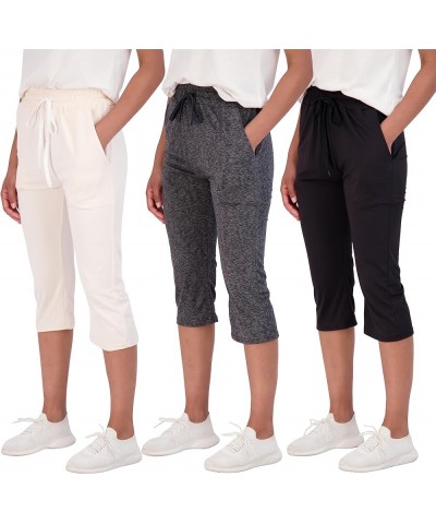 3-Pack: Women's Capri Open Bottom Soft Sweatpants with Drawstring (Available in Plus Size) Plus-Size Set 4 $18.40 Activewear