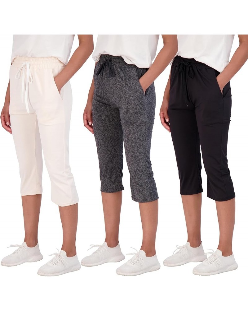 3-Pack: Women's Capri Open Bottom Soft Sweatpants with Drawstring (Available in Plus Size) Plus-Size Set 4 $18.40 Activewear