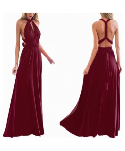 Women Transformer Convertible Bridesmaid Maxi Dress Multi-Way Wrap Evening Dress Formal Wedding Party Long Dresses Wine Red $...