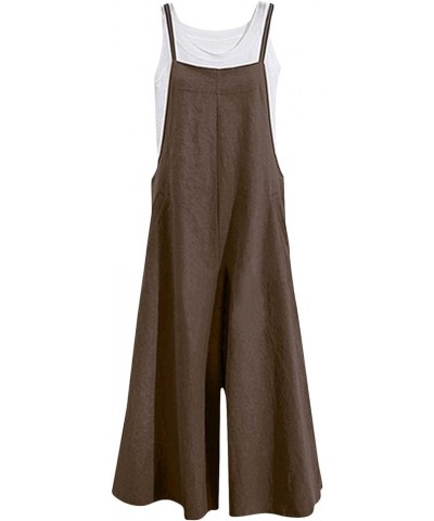 1 Piece Jumpsuits for Women Womens Baggy Adjustable Suspender Overall Jumpsuit Harem Romper with Pockets Coffee $2.70 Overalls