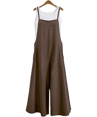 1 Piece Jumpsuits for Women Womens Baggy Adjustable Suspender Overall Jumpsuit Harem Romper with Pockets Coffee $2.70 Overalls