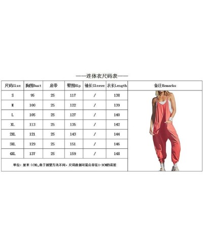 Jumpsuits for Women Casual Summer Long Rompers Sleeveless Loose Spaghetti Strap Baggy Overalls Jumpers with Pockets 2023 Hot ...