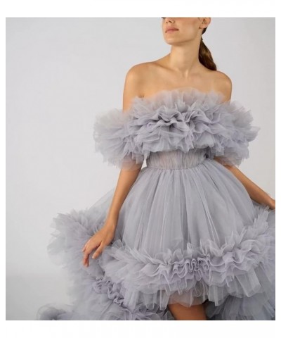 Off Shoulder Maternity Photoshoot Prom Gown Puffy Ruffles Tulle High Low Formal Evening Dresses Mint $52.24 Dresses