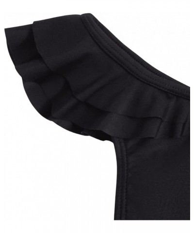 Women's Layered Ruffle Trim Thong Beach Panty Swimsuit Bikini Bottoms Black $11.27 Swimsuits