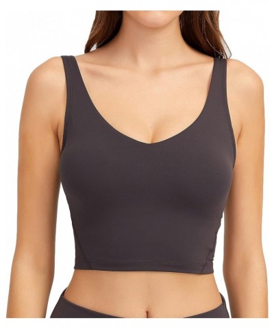 Women Sports Bra Longline Crop Tank Top Padded Workout Running Yoga Dark Carbon $12.74 Lingerie