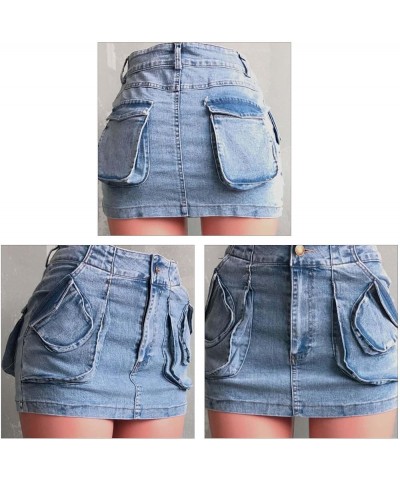 Women's Casual Summer Short High Waist Layered Ruffle Denim Print Skirt Shorts Jeans with Flounce Hem 05-blue $11.50 Shorts