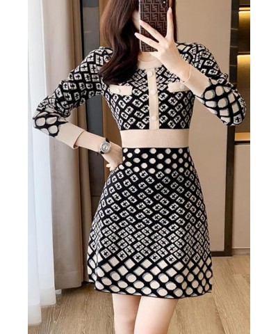 Women's Casual Sweater Long Sleeve Button Down Knit A-line Mini Dress 25001 Style $23.21 Dresses