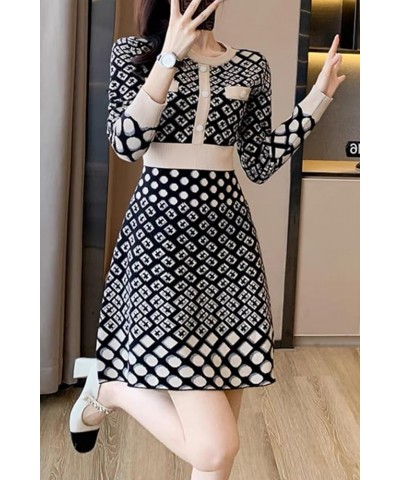 Women's Casual Sweater Long Sleeve Button Down Knit A-line Mini Dress 25001 Style $23.21 Dresses