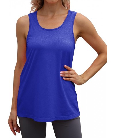 Workout Long Tank Tops for Women Plus Size Loose Fit Athletic Exercise Gym Muscle Sleeveless Shirts Tops Backless-heather Oce...