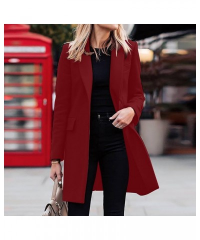 Womens Blazer Long Slim Tunic Blazer Outfits for Women Work Blazer Cardigan Basic Fall Winter Blazer 2024 Fashion Q-797 Red $...