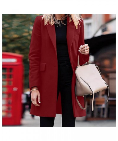 Womens Blazer Long Slim Tunic Blazer Outfits for Women Work Blazer Cardigan Basic Fall Winter Blazer 2024 Fashion Q-797 Red $...