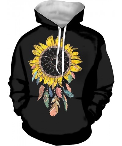 Women Casual Hoodie Long Sleeve Sweatshirt with Pocket Sunflower Dream Catcher $8.54 Hoodies & Sweatshirts