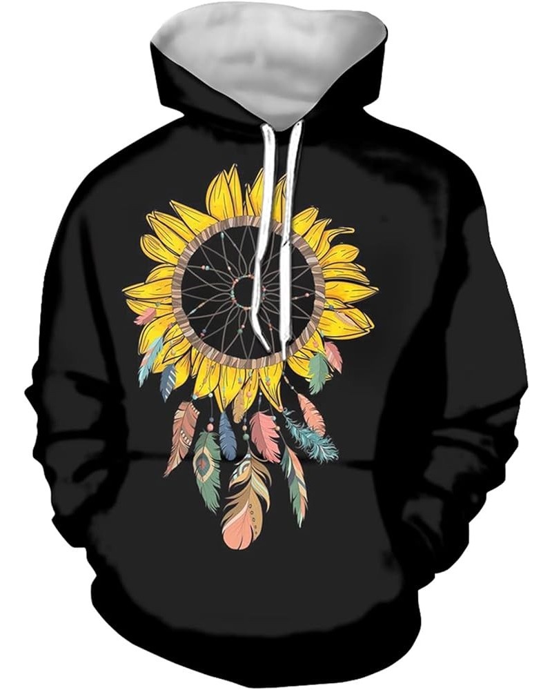 Women Casual Hoodie Long Sleeve Sweatshirt with Pocket Sunflower Dream Catcher $8.54 Hoodies & Sweatshirts