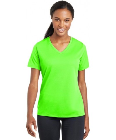 Ladies PosiCharge RacerMesh V-Neck Tee Neon Green $8.14 T-Shirts