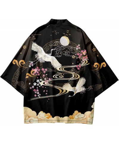 Women's 3/4 Sleeve Floral Print Loose fit Floral Print Shawl Kimono Cover up 24486 Black $10.24 Sweaters