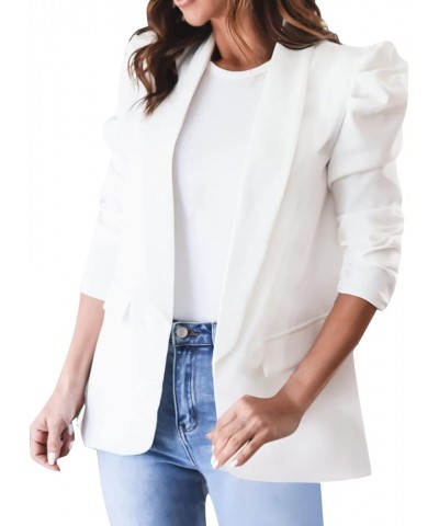 Womens Casual Long Sleeve Work Business Blazers Double Notch Lapel Fashion Open Front Blazer Suit Jackets Fgmfb3-a1463-7-whit...