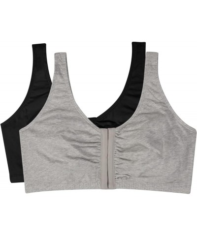 Women's Front Close Builtup Sports Bra Black Hue/Heather Grey 2-pack $15.85 Lingerie