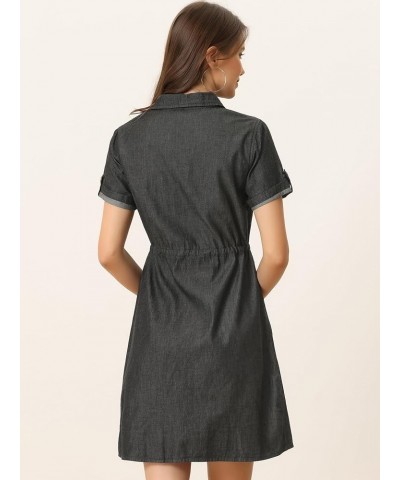 Women's Jean Dress Chambray Tie Waist 2024 Spring Casual Button Down Denim Dresses Black $26.54 Dresses