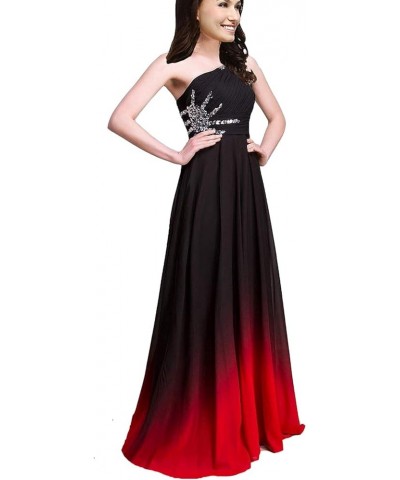 Sheer Beaded Halter Gradient Ombre Chiffon Long Prom Evening Dresses A Black White $34.10 Dresses