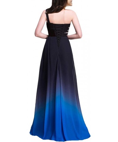 Sheer Beaded Halter Gradient Ombre Chiffon Long Prom Evening Dresses A Black White $34.10 Dresses