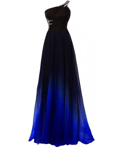 Sheer Beaded Halter Gradient Ombre Chiffon Long Prom Evening Dresses A Black White $34.10 Dresses