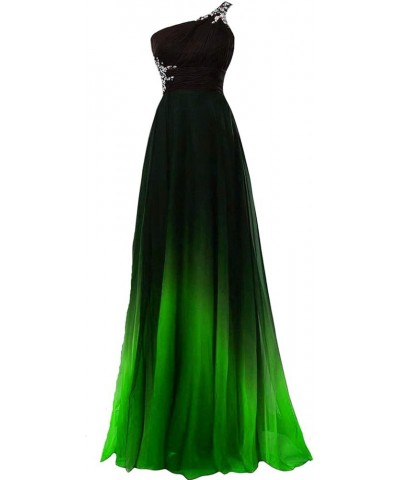 Sheer Beaded Halter Gradient Ombre Chiffon Long Prom Evening Dresses A Black White $34.10 Dresses