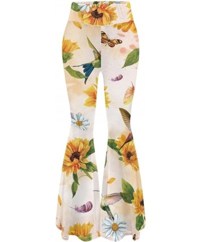 Flared Yoga Pants for Women Casual Daily Size S-2XL Elegant Hummingbird Sunflower $12.15 Activewear