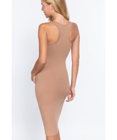 Women's Scoop Neck Racerback Sleeveless Midi Dress Natural Tan $13.24 Swimsuits