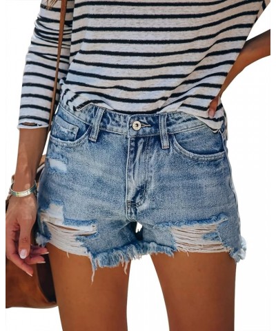 Women's Juniors Jean Shorts Frayed Raw Hem Ripped Denim Shorts for Women New Denim-38 $20.15 Shorts