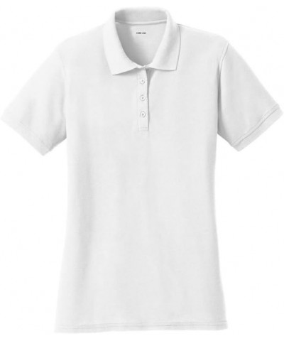 Ladies Polo's 6.5-Ounce, Double Pique Knit Cotton/Poly Polos in Adult Sizes: XS-4XL White $18.23 Shirts