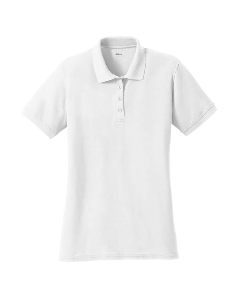 Ladies Polo's 6.5-Ounce, Double Pique Knit Cotton/Poly Polos in Adult Sizes: XS-4XL White $18.23 Shirts