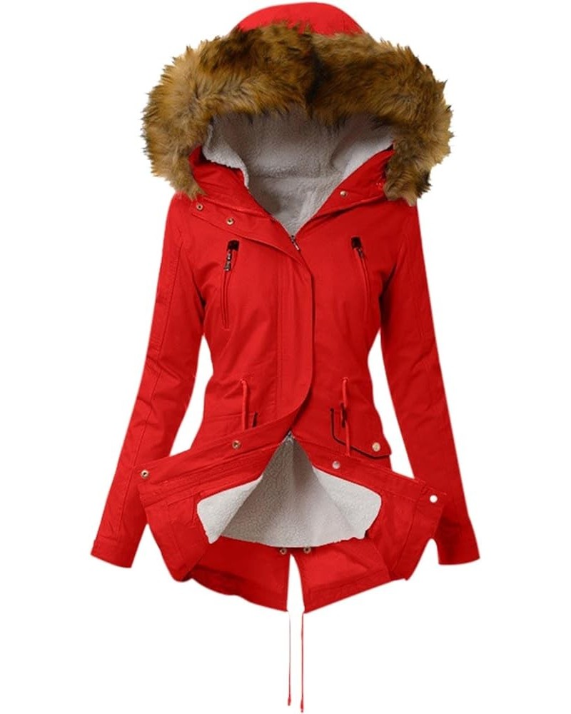 Womens Winter Coats Warm Thickened Sherpa Lined Parkas Jacket Windproof Hooded Outerwear Plus Size Puffer Down Jackets B17 Re...