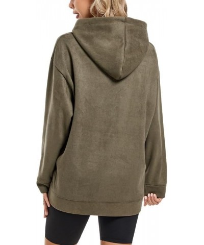 Oversized Lightweight Hoodies Pullover Hooded Sweatshirt for Women Solid Basic Casual Loose Fall Tops with Pocket M-army Gree...