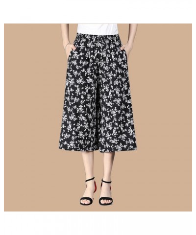 Wide Leg Culottes for Women, 2023 High Waist Elastic Culottes Cropped Pants Petite Knee Length with Pockets Style B $9.04 Pants