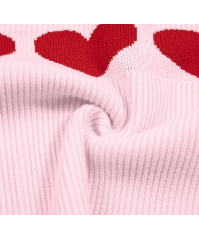 Love Heart Sweater Quarter Zip Sweater Women V Neck Valentines Pullover Sweatshirt Ribbed Knitted Loose Slouchy Tops Pink $24...