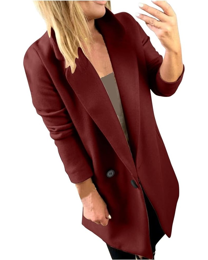 Women Double Breasted Pea Coat Winter Elegant Notched Collar Button Slim Long Wool Blend Peacoat Jacket Trench Coat Y6wine $2...