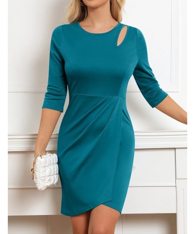 Women's Cut Out Ruched Bodycon Mini Dress Irregular Faux Wrap Sheath Party Wedding Guest Cocktail Dresses C-blue $20.33 Dresses