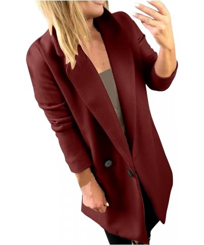 Women Double Breasted Pea Coat Winter Elegant Notched Collar Button Slim Long Wool Blend Peacoat Jacket Trench Coat Y6wine $2...