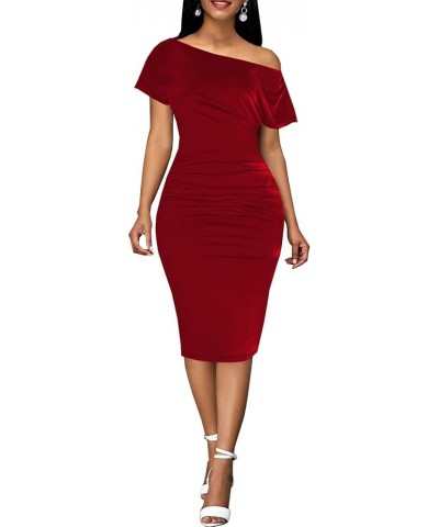 Church Dresses for Women Bodycon Vintage Wrap Work Business Midi Pencil Dress 237red $16.81 Dresses