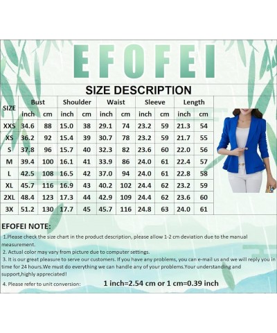 Womens Solid Color 3/4 Sleeve Blazers with Single Button Ruffle Hem Jackets Tunic Slim Fit Office Tops Blue $15.11 Blazers