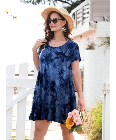 Plus Size Dresses for Women Summer Casual with Pockets Swing Tunic Tshirt Dress Scoop Neck Maternity Blue $11.99 Dresses